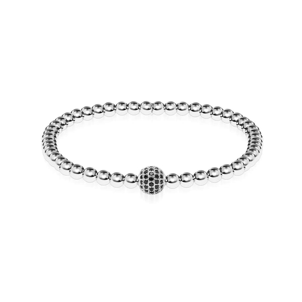 Charismatic | Silver | Black Cubic Zirconia Crystals | Expression Bracelet  | Engravable